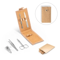 ZENA. Set de manucure en liège avec pièces en acier inoxydable