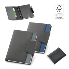 RUSSEL. Couverture en PU et tissu polyester avec bloc-notes A5