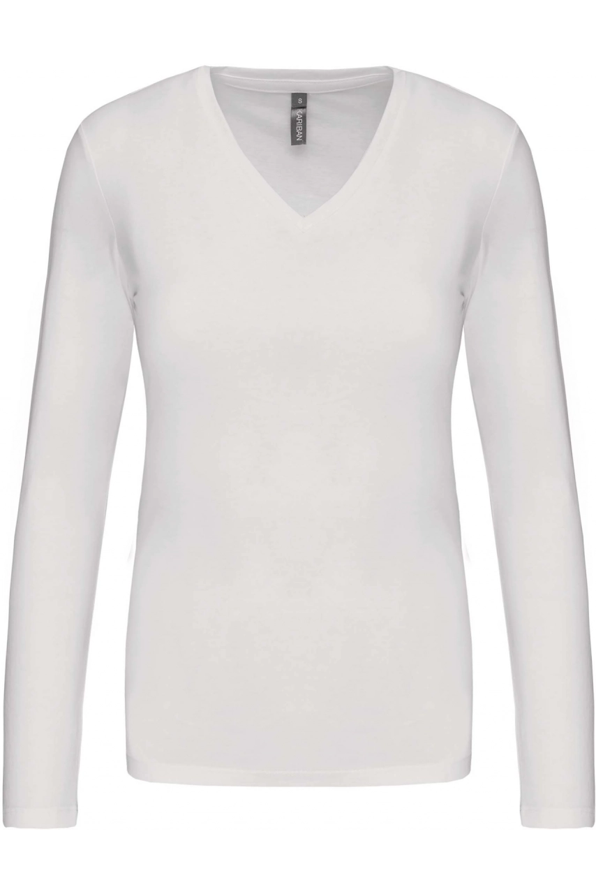 T-shirt col V manches longues femme